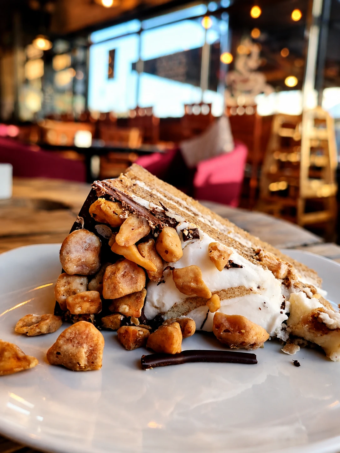 Cream and nut dessert on a plate